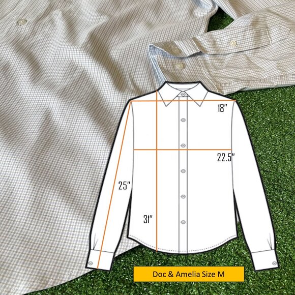 Doc & Amelia by Cintas Long Sleeve Button Down Blue Grey Plaid Shirt Size M - Picture 2 of 11